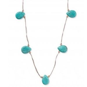 Stella & Dot | [Retired] Delicate Threaded Silk Turquoise Necklace